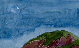 "a mountain + its sky, 1" © lisabette brinkman 2012  6"x10", watercolor & gouache on arches cold pressed