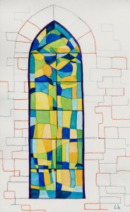 "sor clara's sacred window" © lisabette brinkman 2012 6"x10", watercolor on arches cold pressed