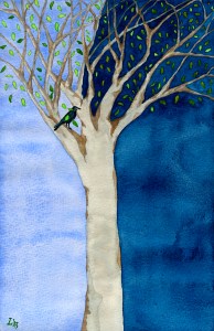 "thE tRee oF niGHt + daY" © lisabette brinkman 2013  5"x8", watercolor on paper