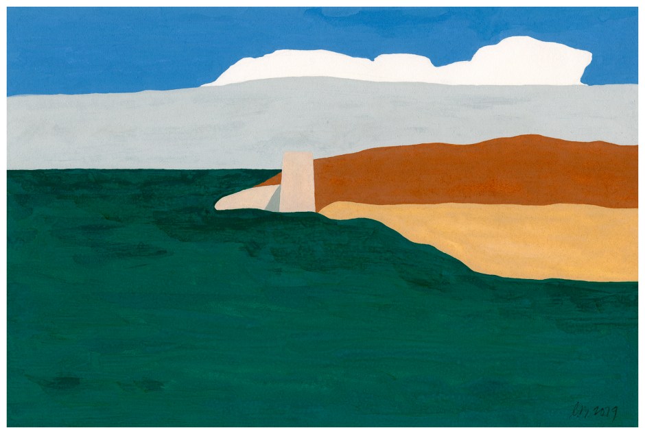 ibiza, 6 3:8"x9 3:8" pencil,gouache + acrylagouache on arches hot pressed