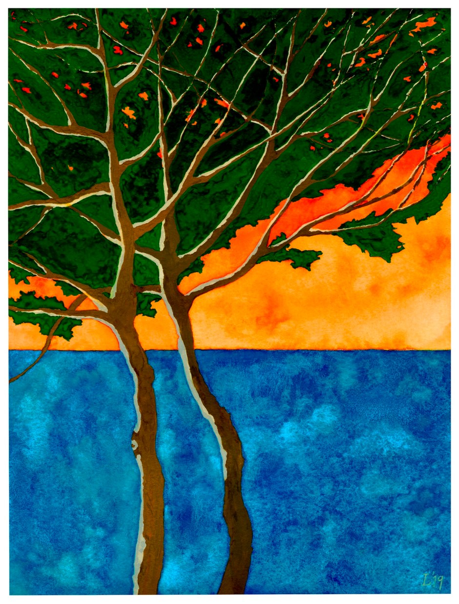 the island, 7 1:2"x10" pencil,watercolor+gouache on arches hot pressed